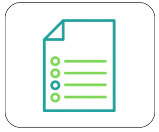 Icon of a document with checkboxes on a white background